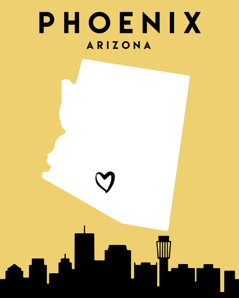 Phoenix Arizona Map Skyline by Emiliano Deificus — canvas wall art