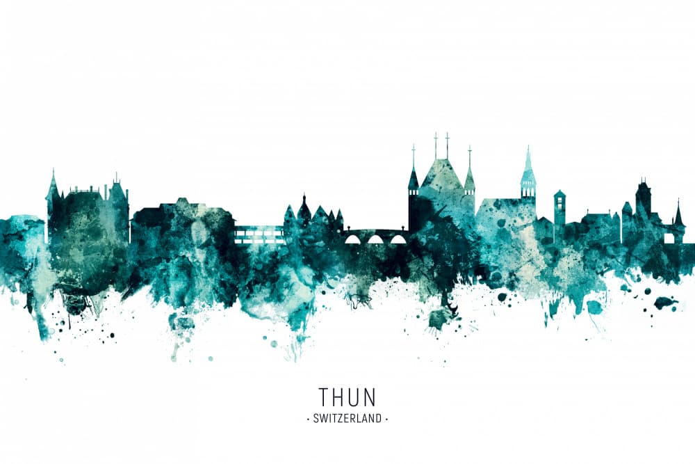 Thun Switzerland Skyline by Michael Tompsett — canvas wall art