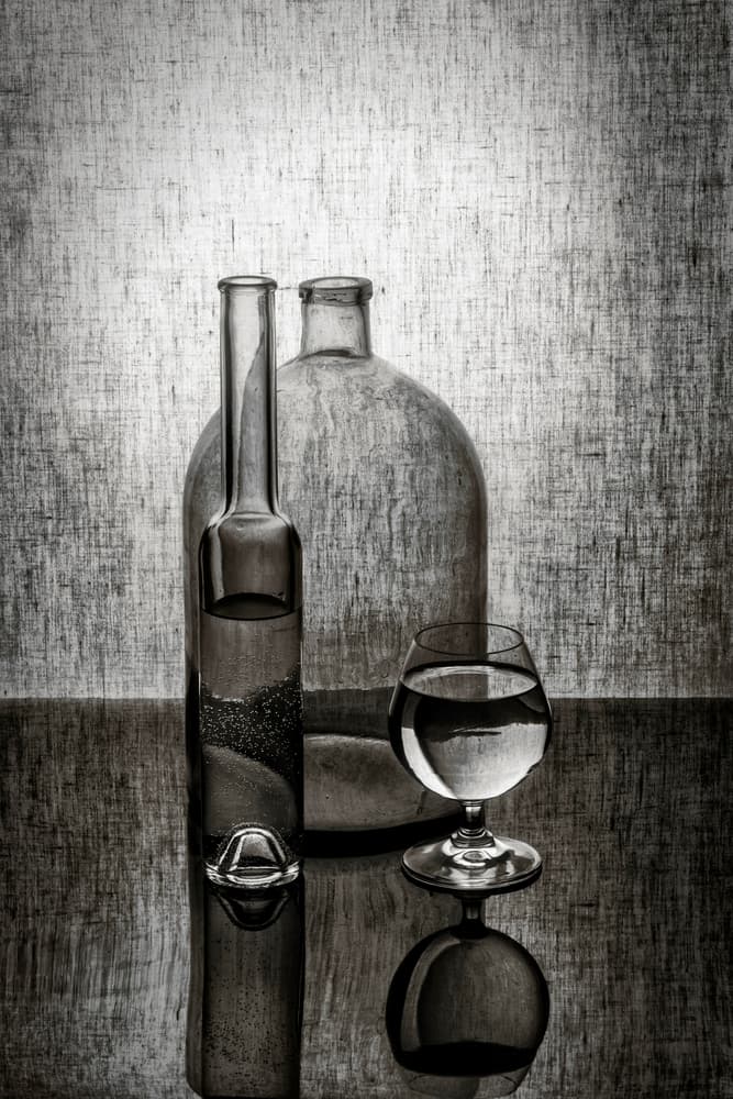 Glass Bottle Reflections by Brig Barkow — canvas wall art