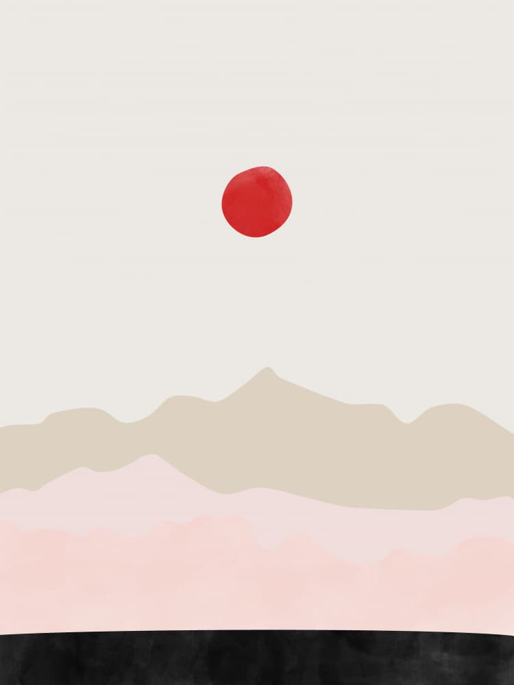 Minimalist Sun Mountains by Elena Ristova — canvas wall art