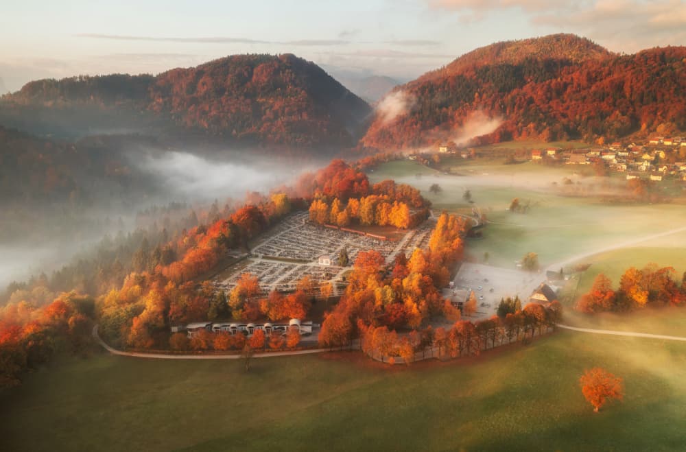 Misty Autumn Valley by Ales Krivec — canvas wall art
