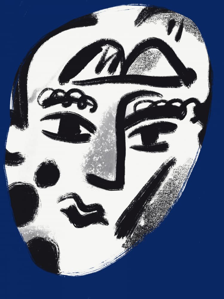 Expressive Abstract Face by Little Dean — canvas wall art