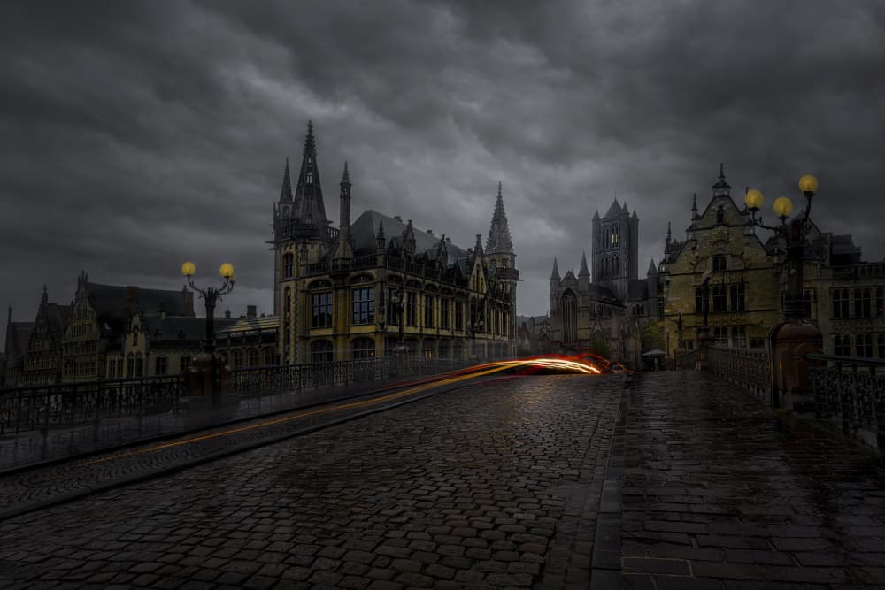 Gothic City Night by Larry Deng APA — canvas wall art