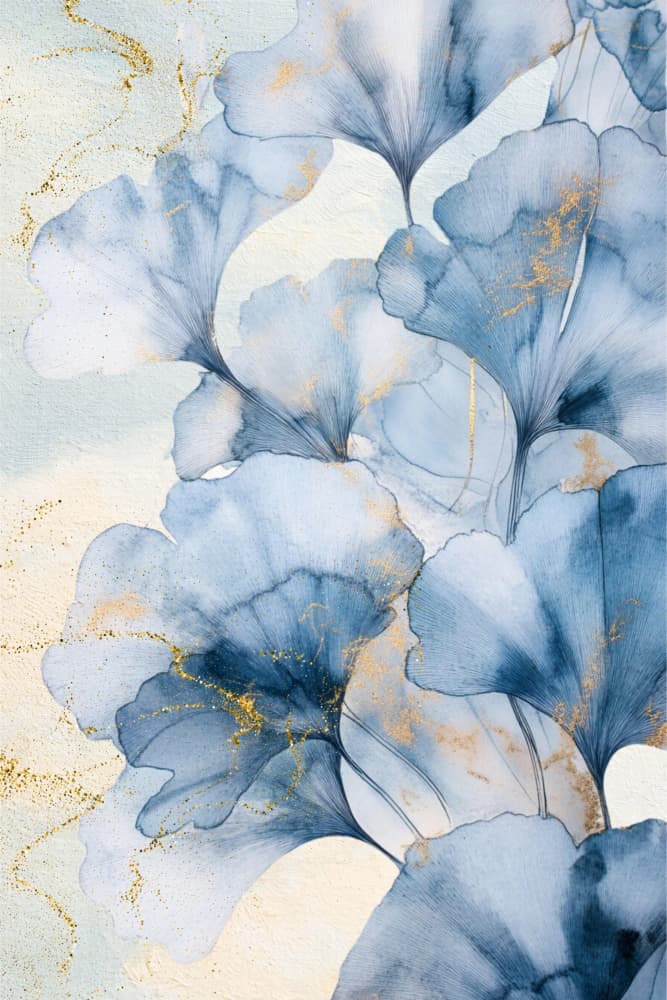 Serene Blue Ginkgo by Sally Ann Moss — canvas wall art