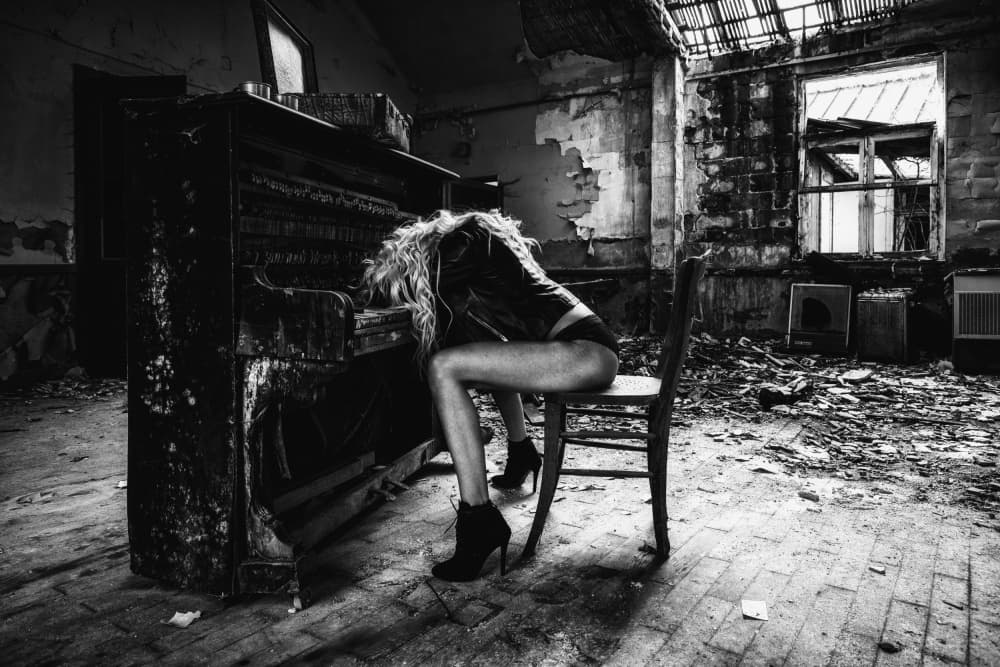 Melancholy Piano Woman by Georgios Bero — canvas wall art