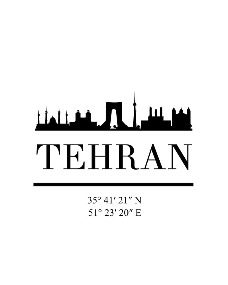 Tehran Skyline Coordinates by Emiliano Deificus — canvas wall art