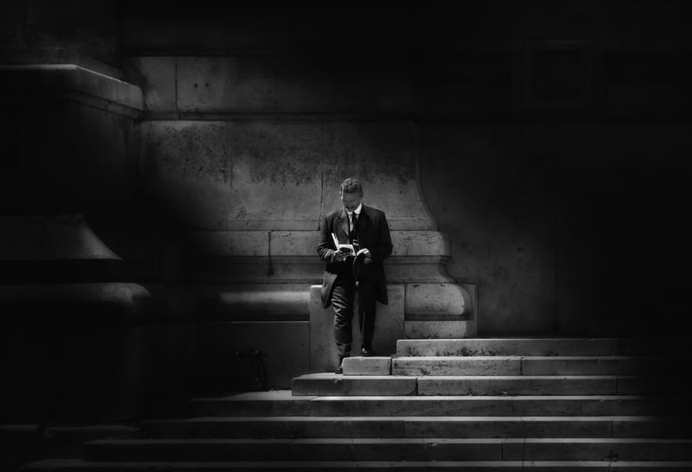Solitary Man Reading by Marc Huybrighs — canvas wall art