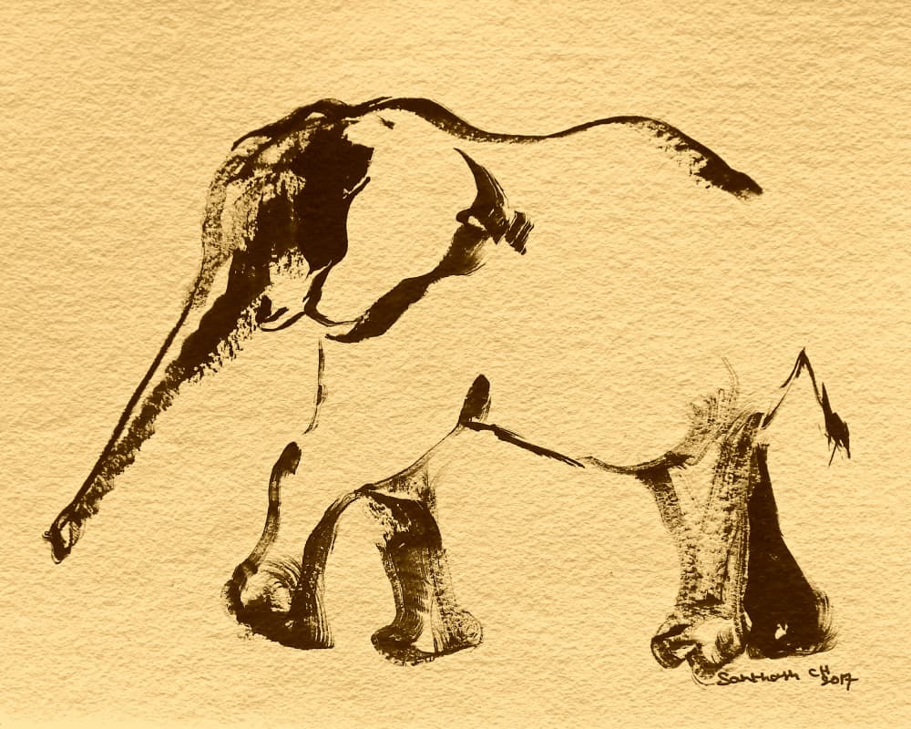 Abstract Elephant Sketch by Santhosh ch — canvas wall art
