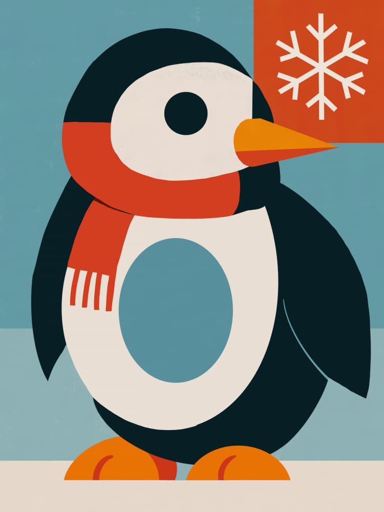 Cozy Winter Penguin by Little Dean — canvas wall art
