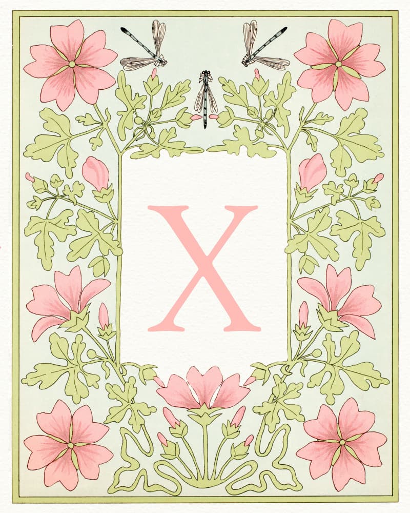 Art Nouveau Letter X by Wild Violets — canvas wall art