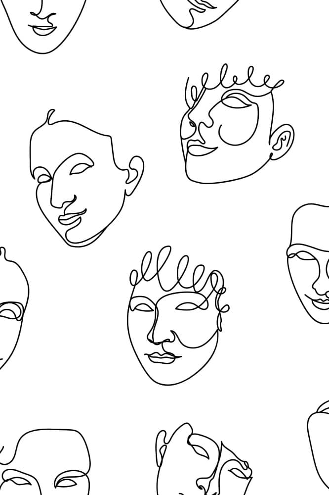Continuous Line Portraits by Anna Rose — canvas wall art
