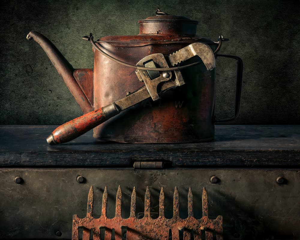 Rustic Tools Still Life by Jon  Kinney — canvas wall art
