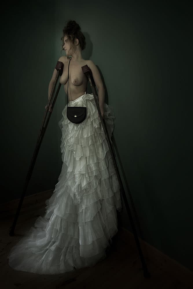 Elegant Woman With Crutches by kenp — canvas wall art