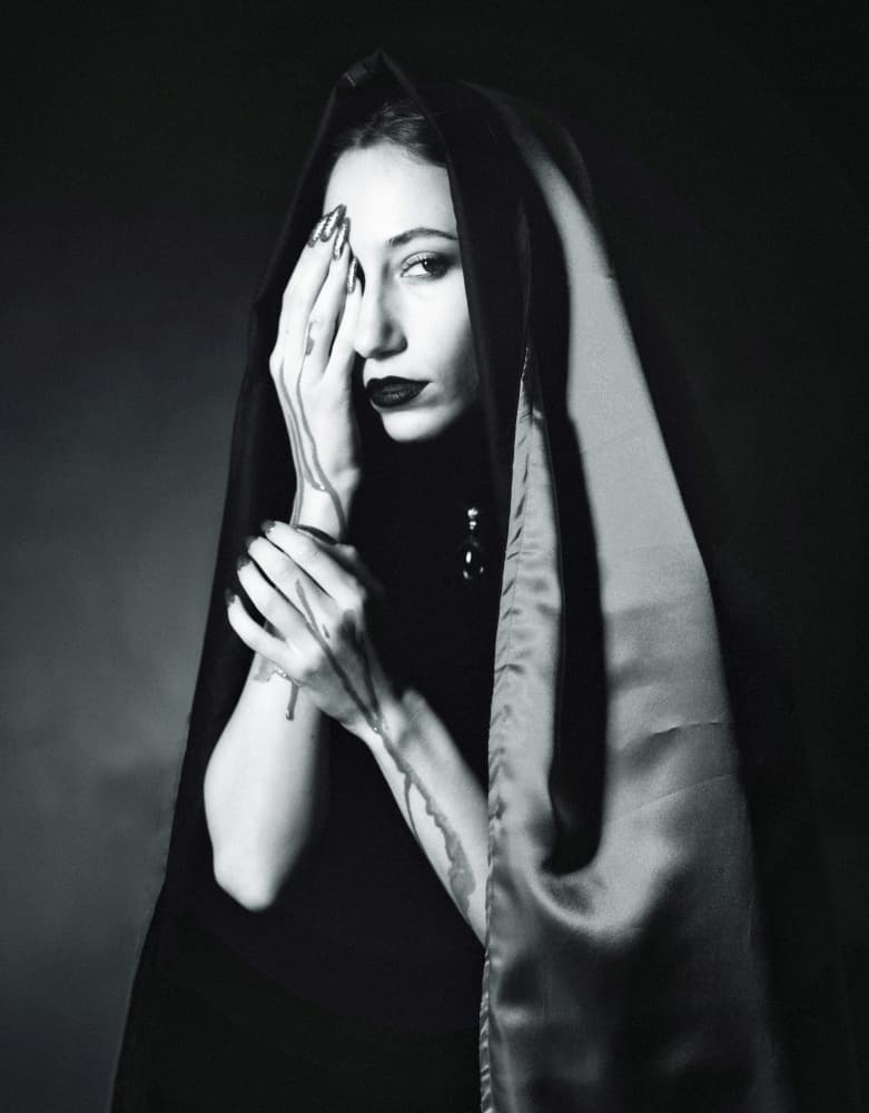 Hooded Woman Dark Mystery by Offer Ellbogen — canvas wall art