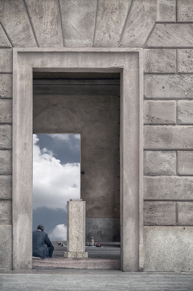 Man In Stone Doorway by Stefano Scappazzoni — canvas wall art