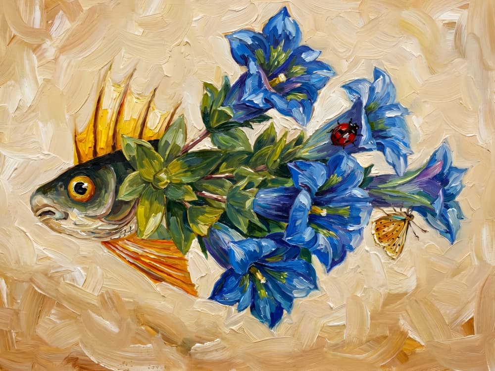 Whimsical Fish Floral by HUGO — canvas wall art