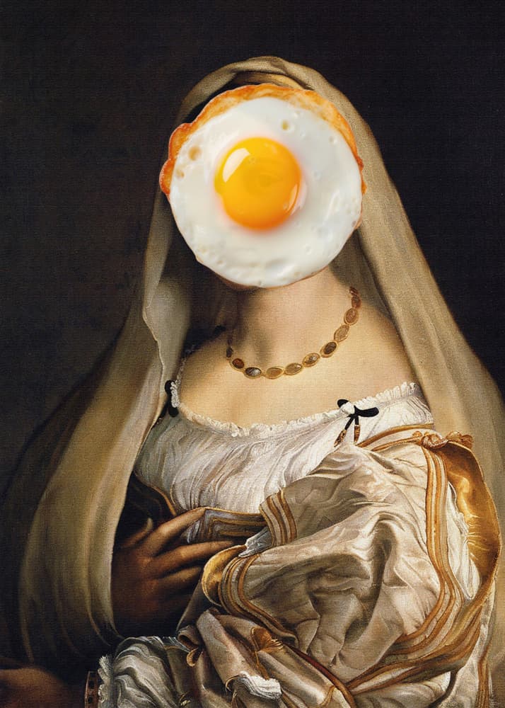 Fried Egg Renaissance Portrait by The Art Concept — canvas wall art