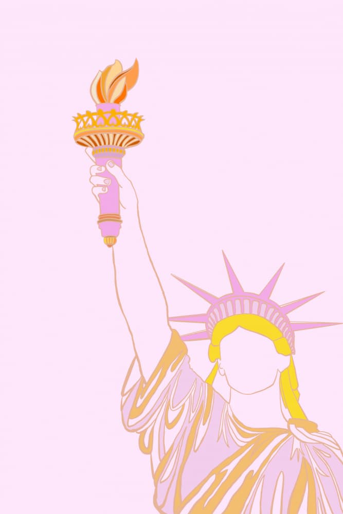 Pink Lady Liberty by Vibrant Vacationer (Audra) — canvas wall art
