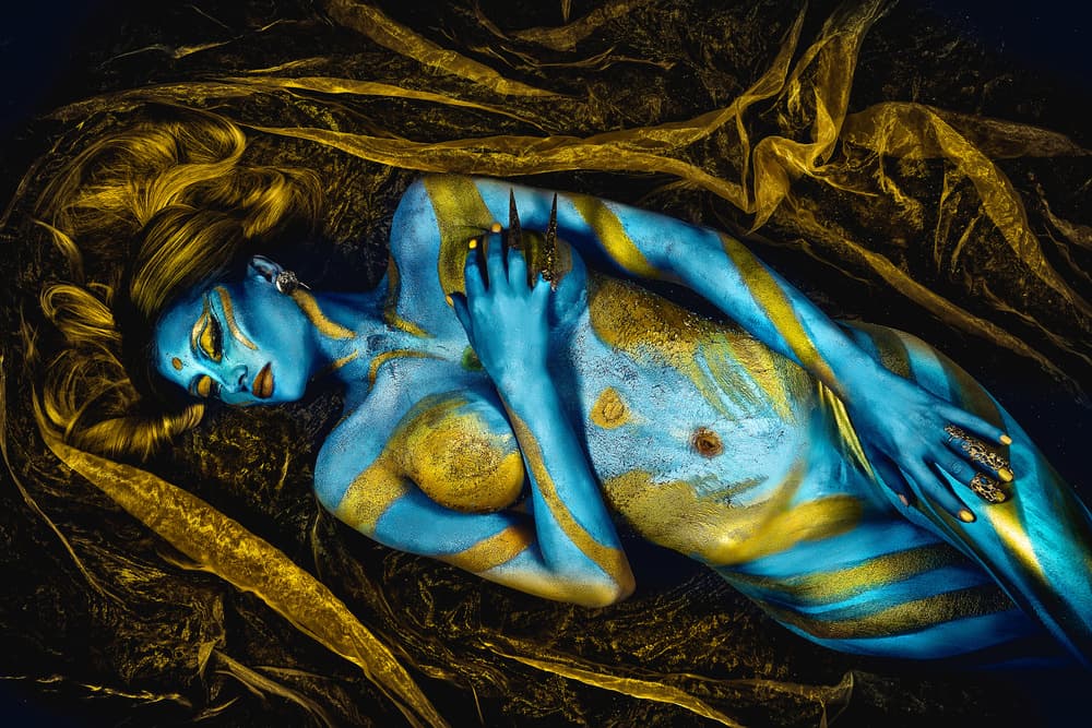 Ethereal Blue Gold Beauty by Ruslan Bolgov — canvas wall art