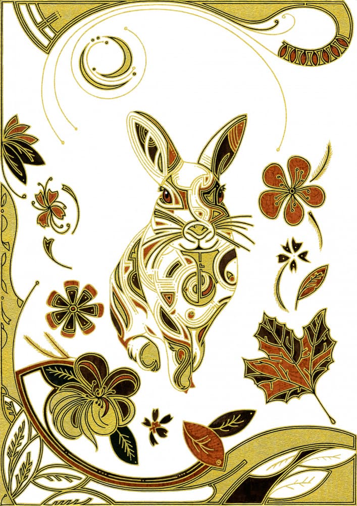 Art Nouveau Golden Rabbit by Iona Gilburt — canvas wall art