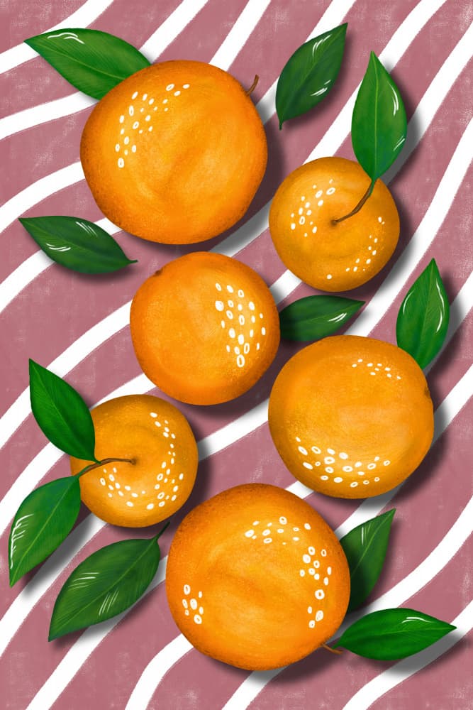 Vibrant Citrus Stripes by EMELIEmaria — canvas wall art