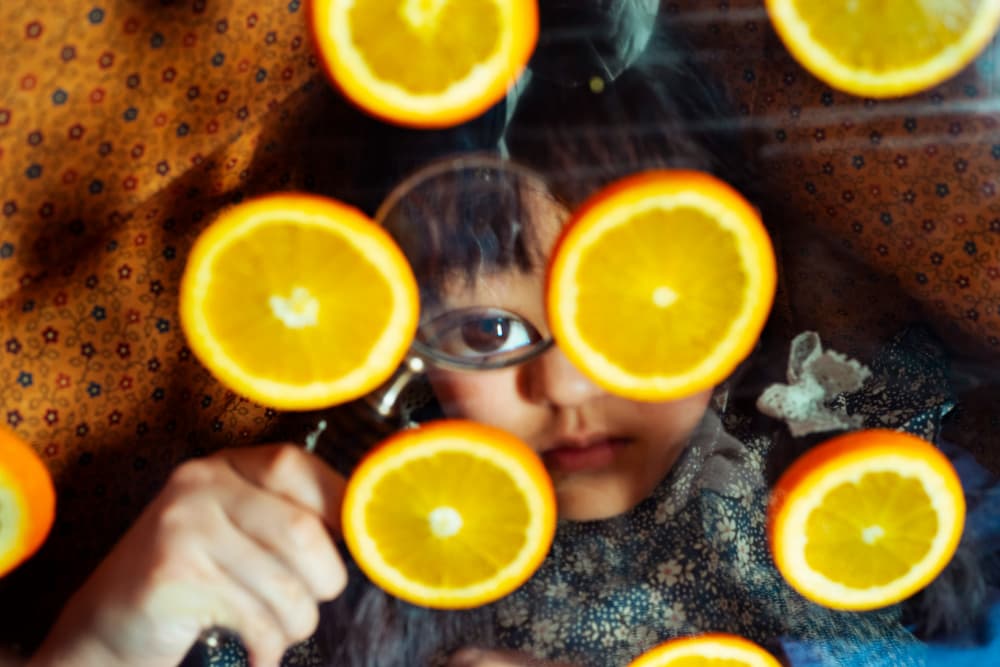 Curious Eye with Oranges by Takako Ugachi — canvas wall art