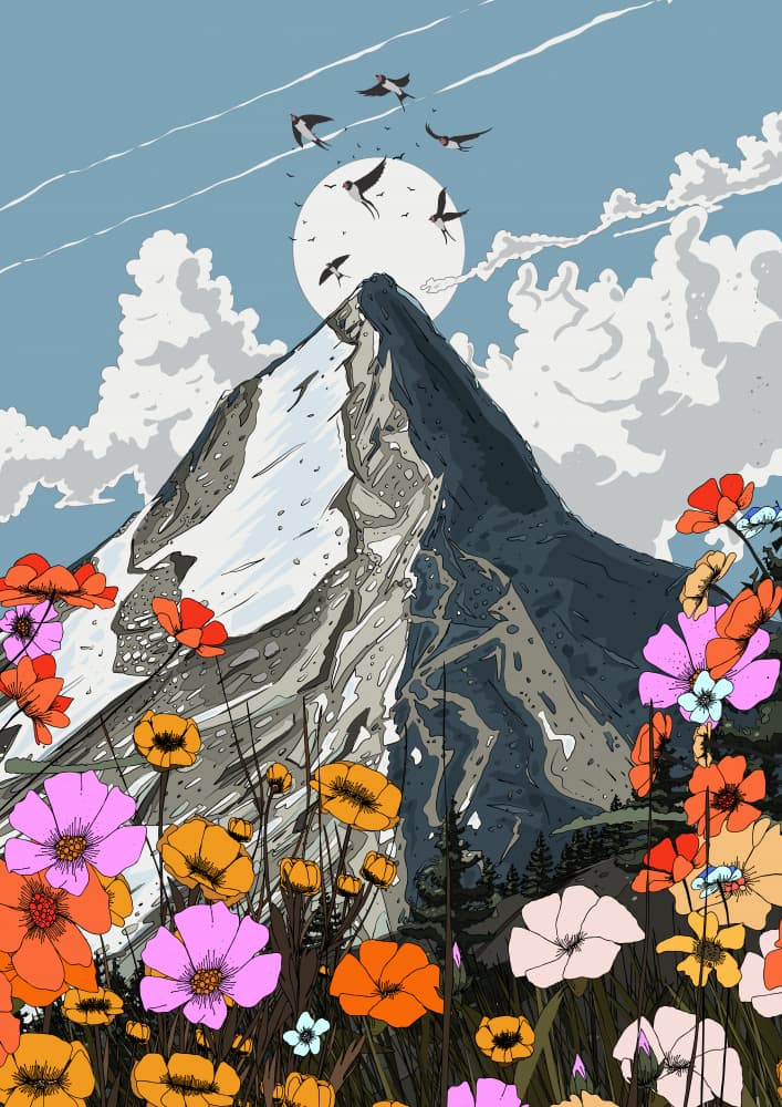 Vibrant Mountain Bloom by Nicholas — canvas wall art