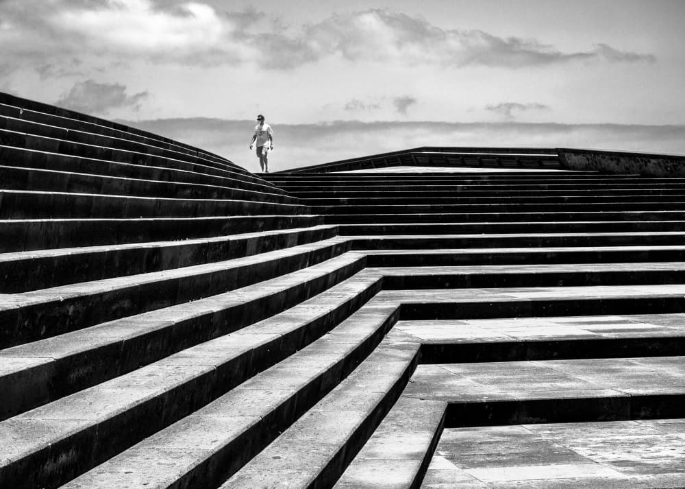 Ascending Geometric Stairs by Montserrat Alviani — canvas wall art