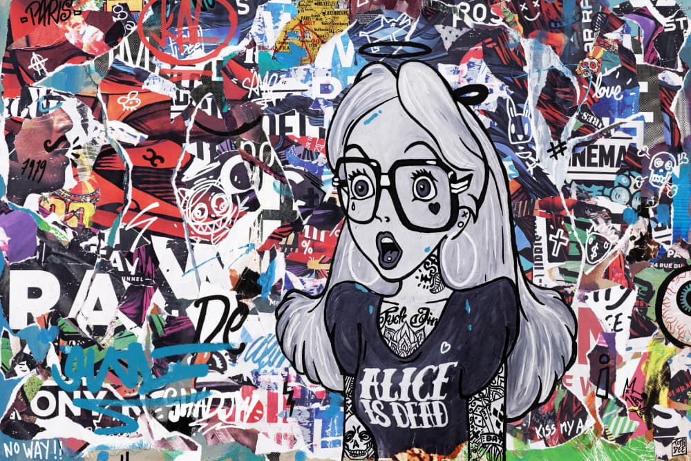 Edgy Alice Collage by thomas chedeville — canvas wall art