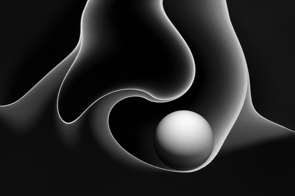 White Sphere Flowing Curves by Jacqueline Hammer — canvas wall art