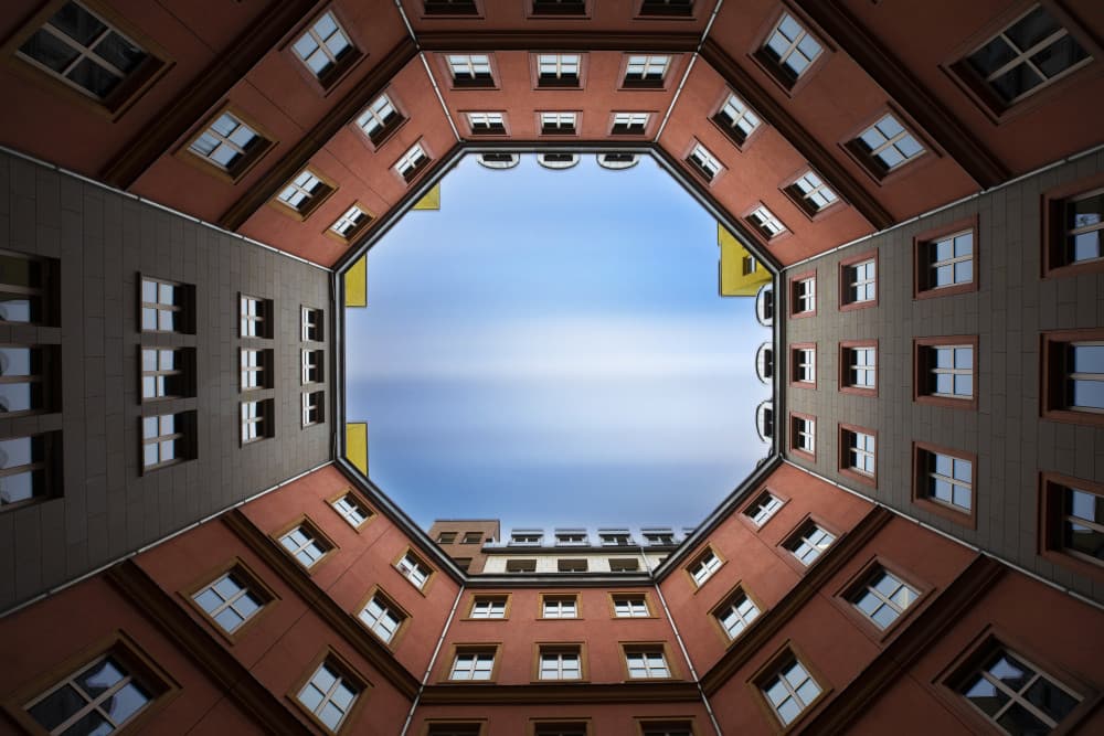 Octagonal Courtyard Sky by Anita Martin AnnaPileaFotografie — canvas wall art