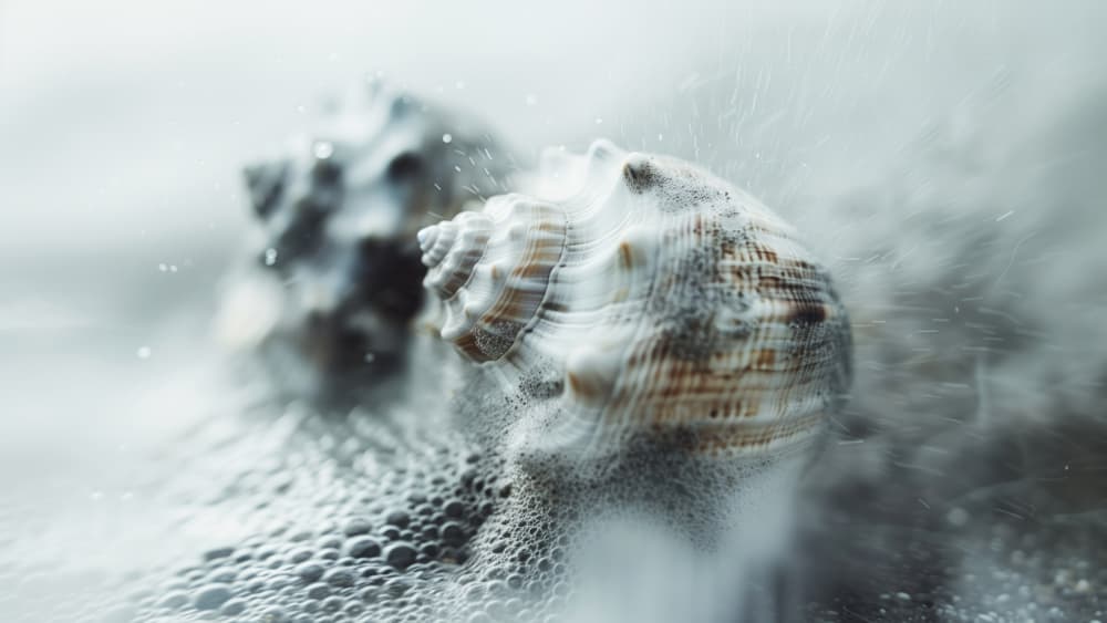 Shells in Ocean Mist by Treechild — canvas wall art