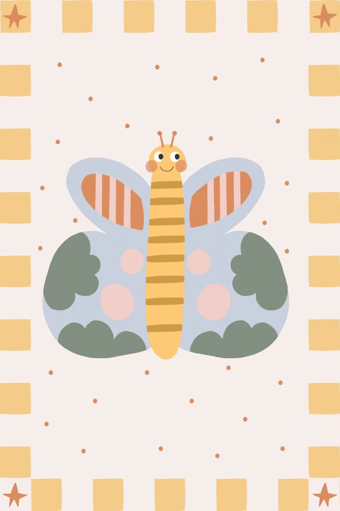 Cute Smiling Butterfly by Menina Lisboa — canvas wall art