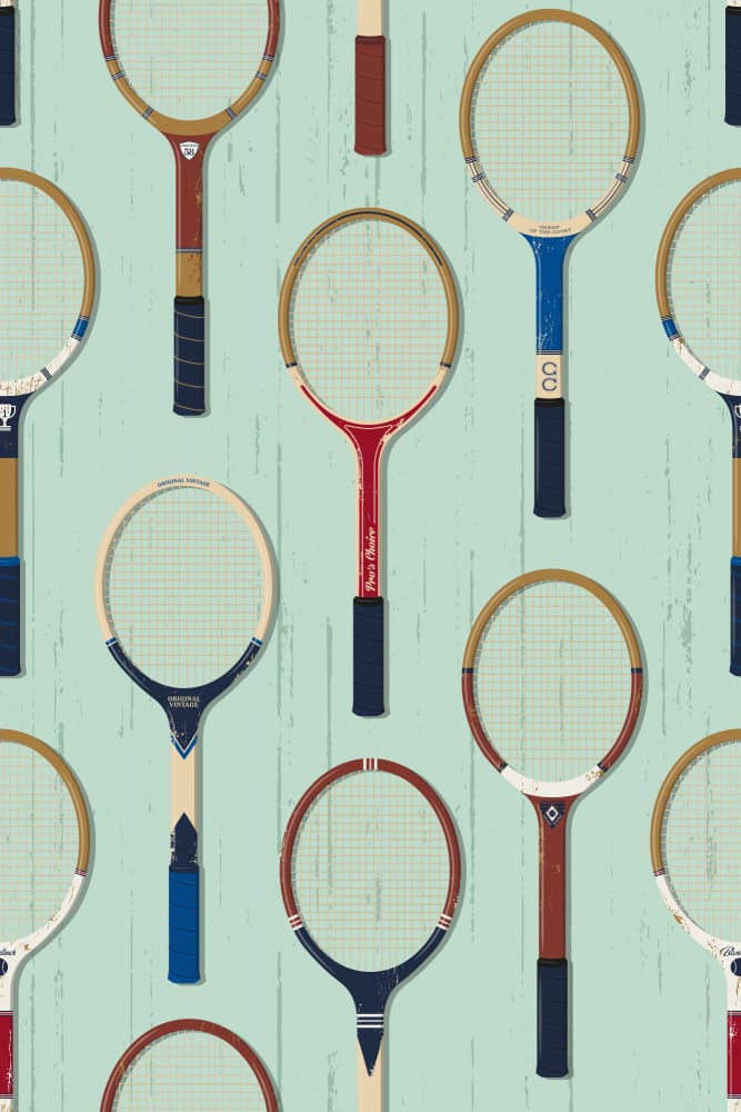 Vintage Tennis Rackets Pattern by Alexandra Weise — canvas wall art