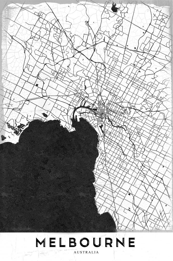 Melbourne City Map by StudioSix — canvas wall art