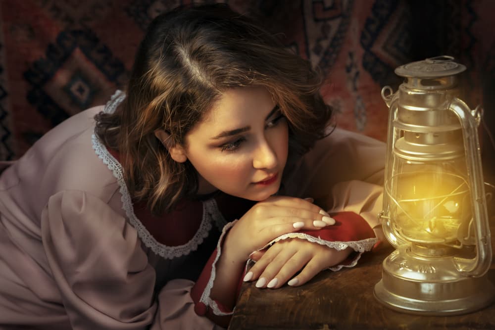 Pensive Girl Warm Light by Saeed Zamani — canvas wall art