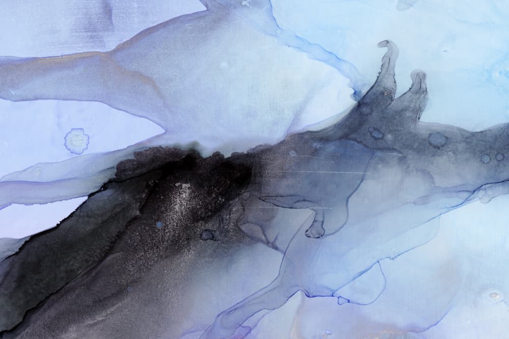 Fluid Blue and Black Ink Textures by uplusmestudio — canvas wall art