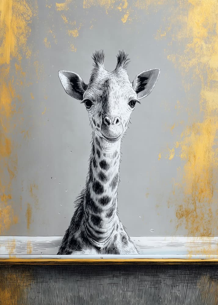 Cute Giraffe Peeking by Justyna Jaszke — canvas wall art