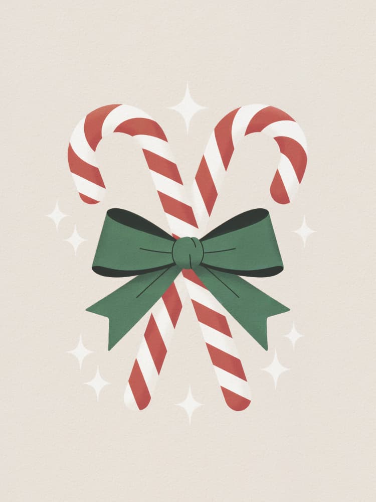 Candy Canes With Green Bow by Andreas Magnusson — canvas wall art