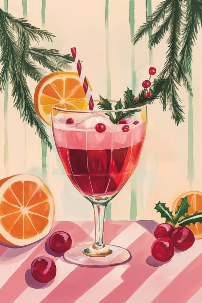 Christmas Red Cocktail by Melloi Art Prints — canvas wall art