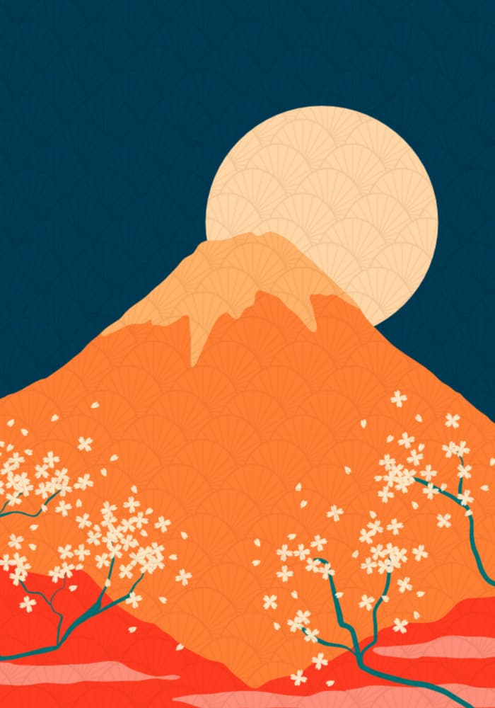 Mount Fuji Cherry Moon by Fadil Roze — canvas wall art