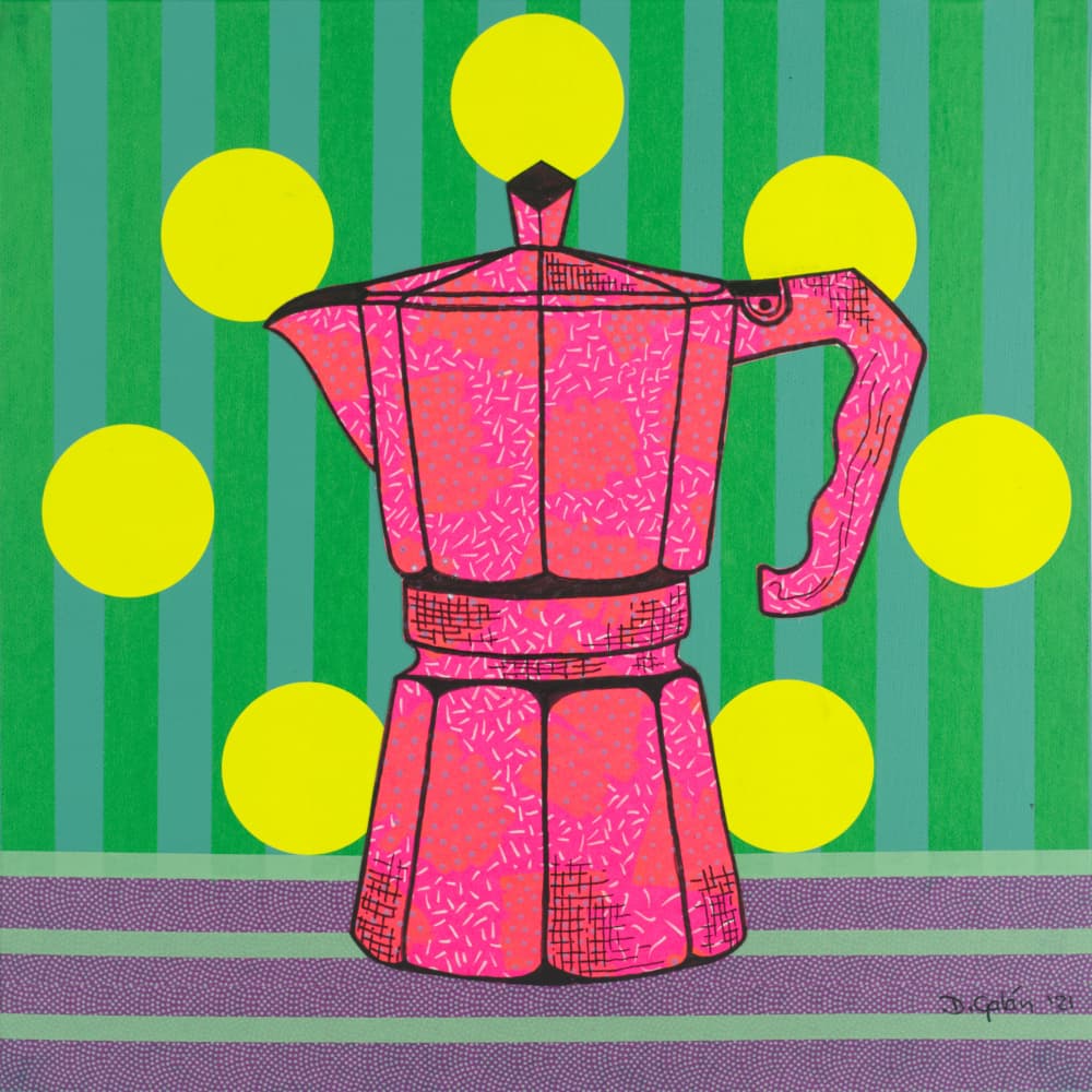 Pop Art Moka Pot by David Galan — canvas wall art