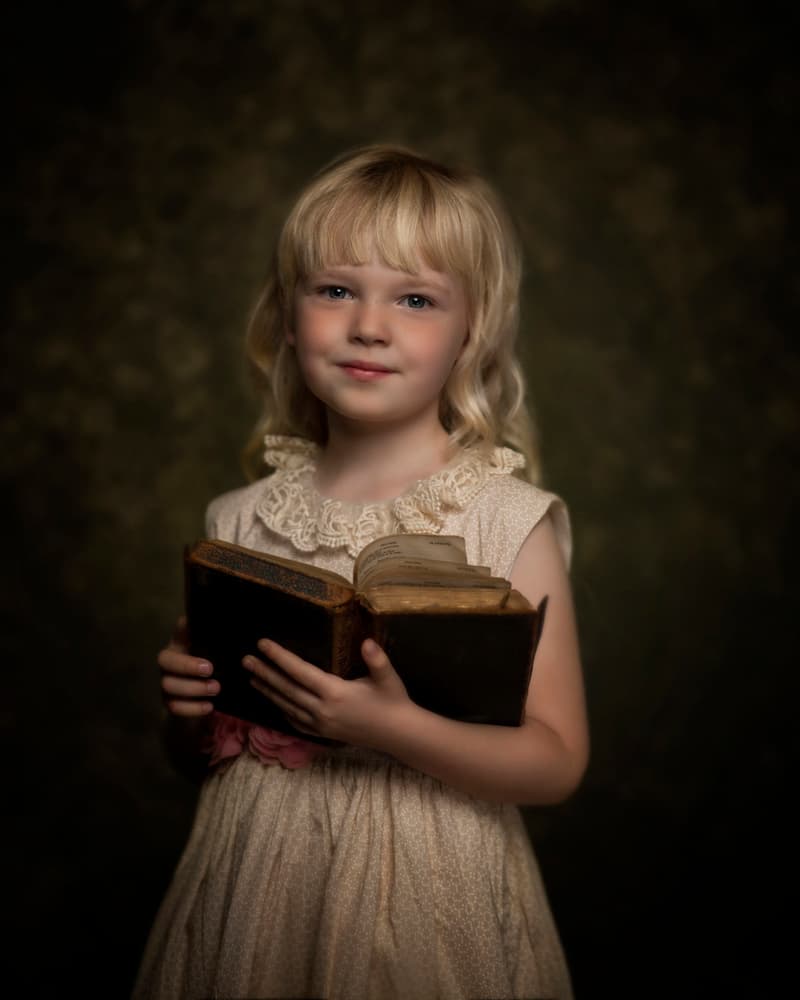 Sweet Blonde Girl Reading by Monika Vanhercke — canvas wall art