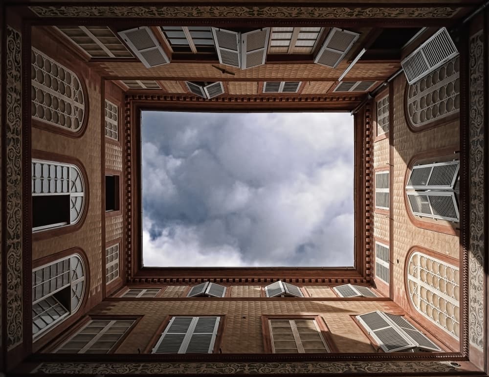 Upward Courtyard View by Wim Schuurmans — canvas wall art
