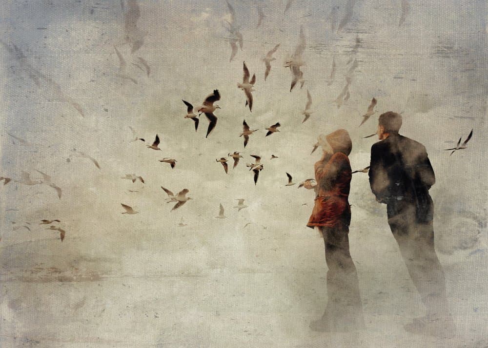Dreamy Birds And Couple by Yalım Vural — canvas wall art
