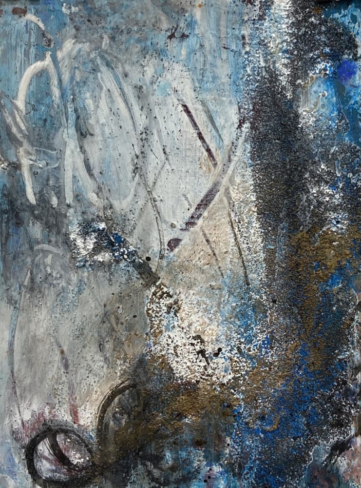 Textured Blue Gold Abstract by Deb Chaney — canvas wall art