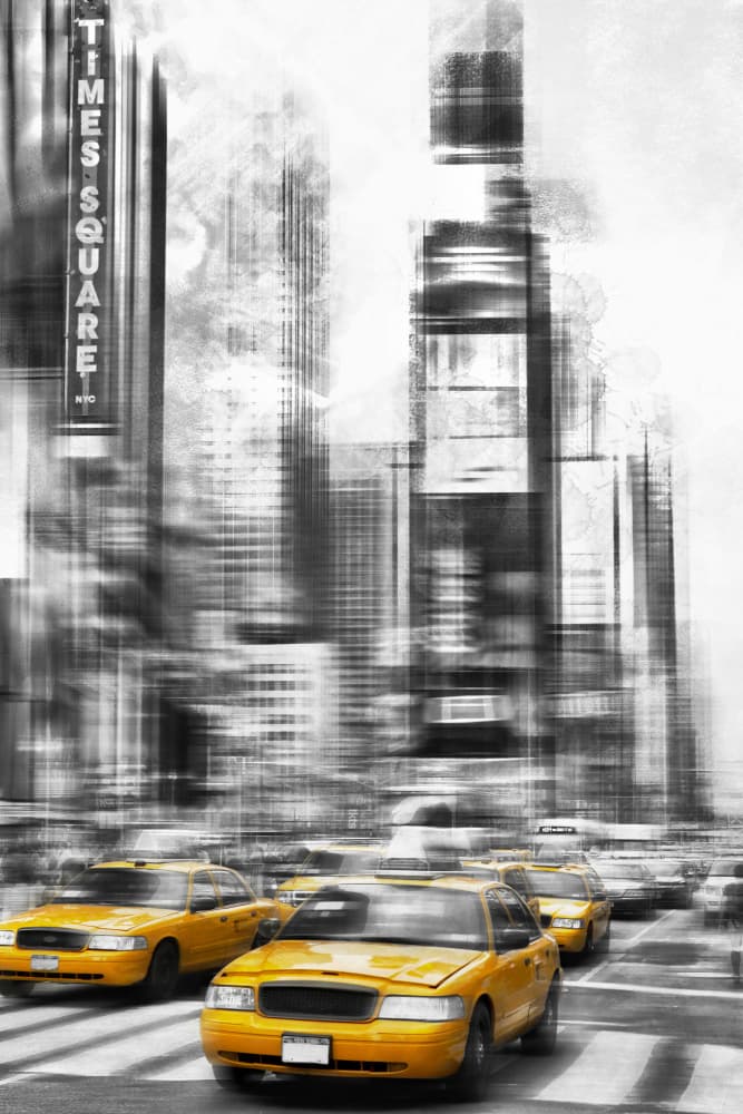 Times Square Taxis by Melanie Viola — canvas wall art