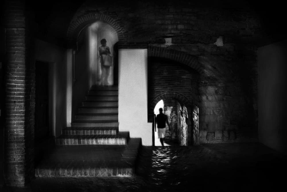 Dark Arches Mysterious Figures by Nicodemo Quaglia — canvas wall art