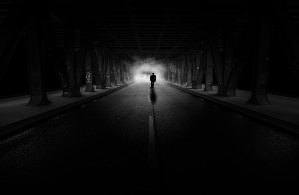 Man Walking Towards Light by Matthias Hefner — canvas wall art