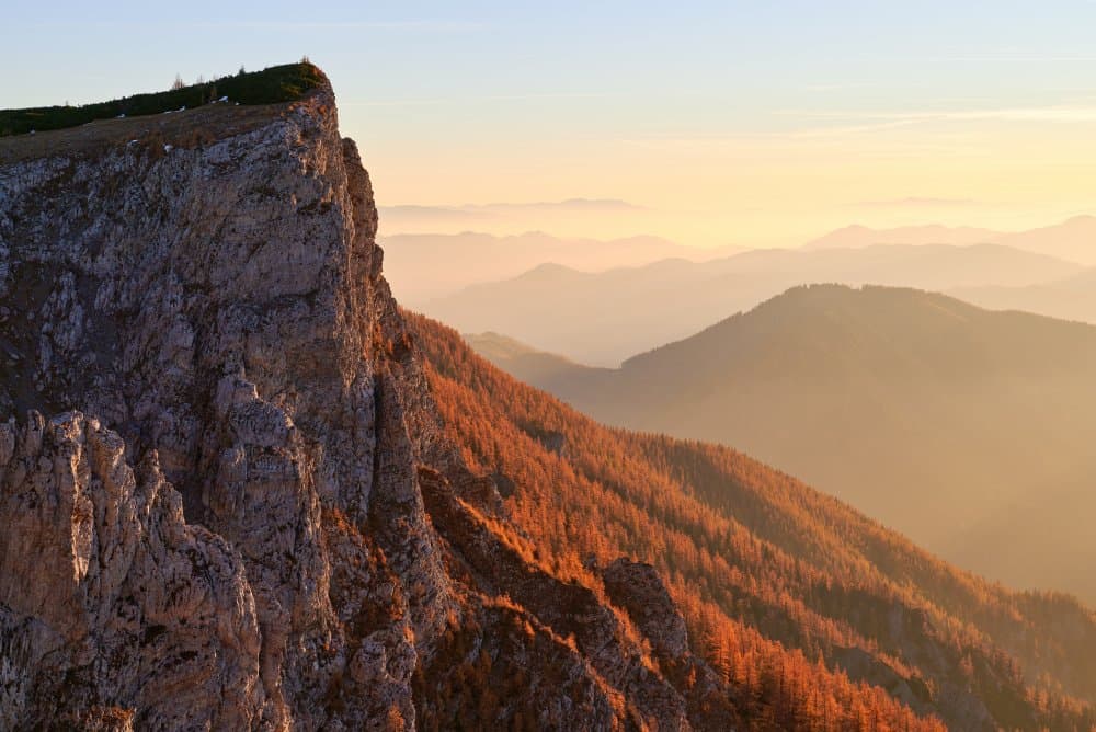 Golden Cliffside Mountains by Mike — canvas wall art